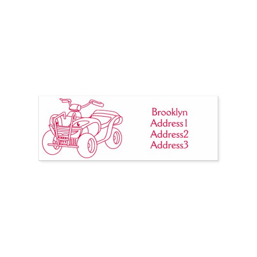 Paarse quad-fietsenafbeelding cartoon  zelfinktende stempel (Design)