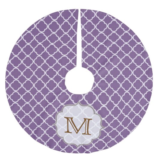 Paarse Quarterfoil Monogram Initialen boomrok Kerstboom Rok (Voorkant)