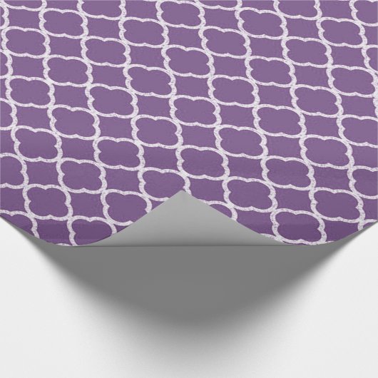 Paarse Quaterfoil Lattice Quarter Wrapping Papier (Hoek)