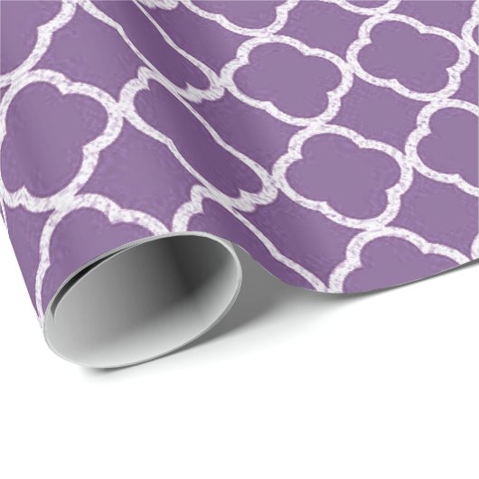 Paarse Quaterfoil Lattice Quarter Wrapping Papier (Rol Hoek)
