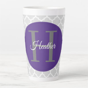 Paarse Quatrefoil Aangepaste latte Mok