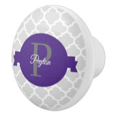 Paarse Quatrefoil - Speciaal ontworpen keramische  Keramische Knop (Rechts)