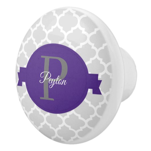 Paarse Quatrefoil - Speciaal ontworpen keramische  Keramische Knop (Rechts)