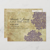  Paarse Queen Anne's Lace Save the Date Aankondigingskaart (Voorkant / Achterkant)