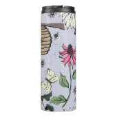  Paarse Queen Bee & Crown Floral Monogram Thermosbeker (Achterkant)