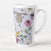 Paarse Queen Bee Royal Gold Crown & Scroll Latte Mok (Rechts)