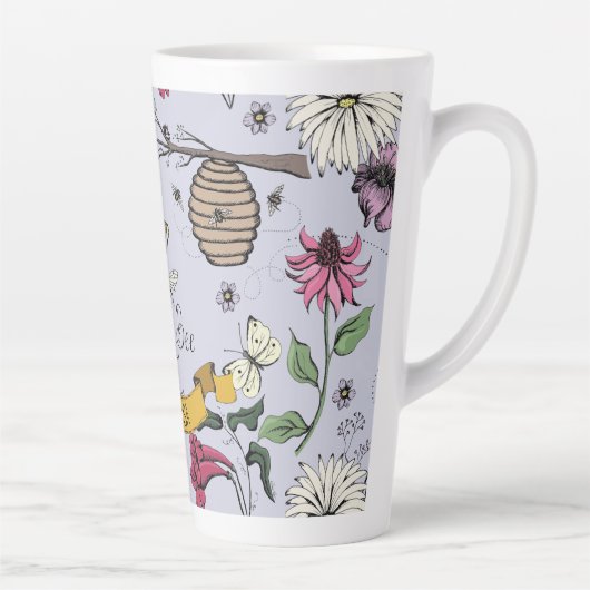  Paarse Queen Bee Royal Gold Crown & Scroll Latte Mok (Rechts)