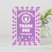 Paarse Queen of Hearts verjaardagskaart Kaart (Staand voorkant)