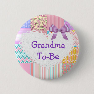 Paarse Quilt Oma word Baby Shower Knop Ronde Button 5,7 Cm