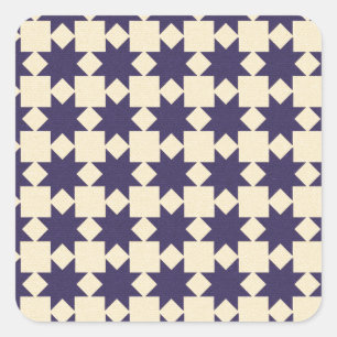 Paarse quiltpatroon vierkante sticker