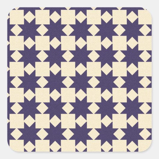 Paarse quiltpatroon vierkante sticker (Voorkant)