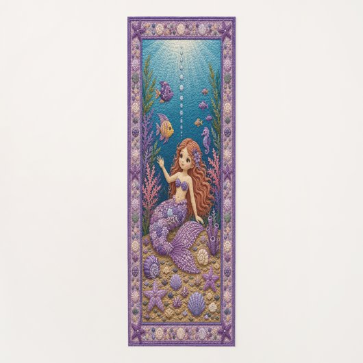 Paarse Quilty Zeemeermin Yogamat (Voorkant)