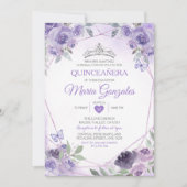 Paarse Quinceañera 15 Anos Kroon Mexicaanse Vlinde Kaart (Voorkant)