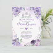 Paarse Quinceañera 15 Anos Kroon Mexicaanse Vlinde Kaart (Staand voorkant)