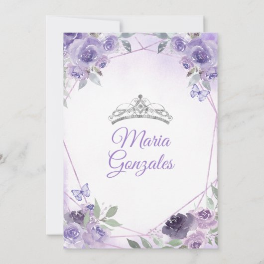 Paarse Quinceañera 15 Anos Kroon Mexicaanse Vlinde Kaart (Achterkant)