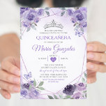 Paarse Quinceañera 15 Anos Kroon Mexicaanse Vlinde Kaart<br><div class="desc">Quinceañera Paarse & Zilveren Kroon Mexicaanse Vlinder Uitnodiging Mis Quince 15 Anos,  16e Verjaardag, </div>