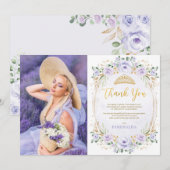 Paarse Quinceañera 15e verjaardag Hartelijk dank Kaart (Voorkant / Achterkant)