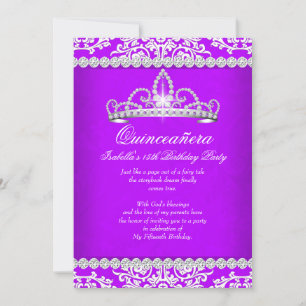 Paarse Quinceanera 15e Verjaardagsfeest Tiara 2 Kaart