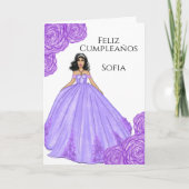 Paarse Quinceanera Birthday Kaart (Voorkant)