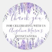 Paarse Quinceanera Dank je wel Ronde Sticker (Voorkant)