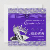 Paarse Quinceanera Diamond Tiara Princess Kaart (Voorkant)