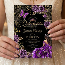 Paarse Quinceañera Gouden Tiara Rozen Vlinder