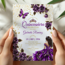 Paarse Quinceañera Gouden Tiara Rozen Vlinders