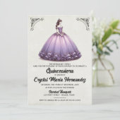 Paarse Quinceañera Kaart (Staand voorkant)