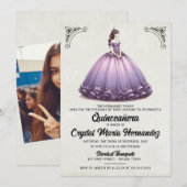 Paarse Quinceañera Kaart (Voorkant / Achterkant)