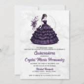 Paarse Quinceañera Kaart (Voorkant)