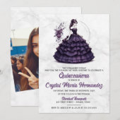 Paarse Quinceañera Kaart (Voorkant / Achterkant)