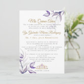 Paarse Quinceañera Mis Quince Años Follaje Morado Kaart (Staand voorkant)