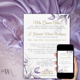 Paarse Quinceañera Mis Quince Años Kaart