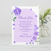 Paarse Quinceañera Rozen en Vlinders Foto Bedankkaart (Staand voorkant)