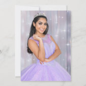 Paarse Quinceañera Rozen en Vlinders Foto Bedankkaart (Achterkant)