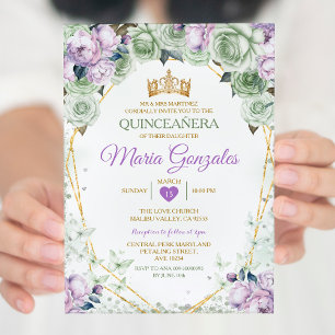 Paarse Quinceañera Sage Groene Mexicaanse Vlinder Kaart