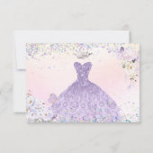 Paarse Quinceanera Save Date Holographic Confetti Kaart (Achterkant)