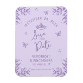 Paarse Quinceanera Save the Date Flexible Magneet (Verticaal)
