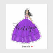 Paarse Quinceanera - Sticker voor aangepaste naam (Vel)