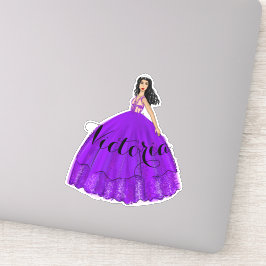Paarse Quinceanera - Sticker voor aangepaste naam
