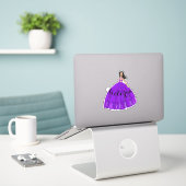 Paarse Quinceanera - Sticker voor aangepaste naam (Laptop op bureau)