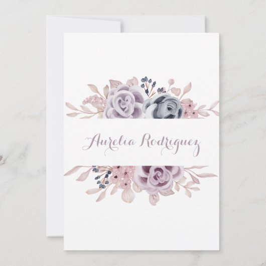 Paarse Quinceanera Uitnodiging Quinceanera Verjaar (Achterkant)