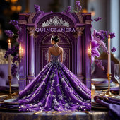 Paarse Quinceanera Verjaardag Palace Dress Tiara Kaart