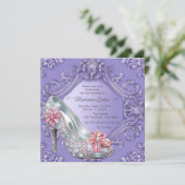 Paarse quinceañera verjaardagsfeestje kaart (Staand voorkant)