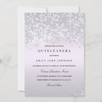 Paarse Quinceanera Winter Wonderland Sneeuwvlokken Kaart