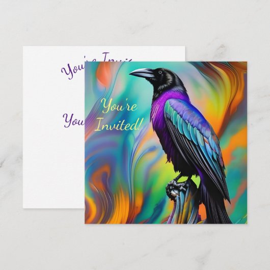 Paarse raaf, achtergrond van het noordlicht kaart (Voorkant / Achterkant)