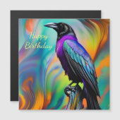 Paarse raaf, noorderlicht verjaardag magnetische uitnodiging (Voorkant / Achterkant)