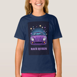 Paarse Race Queen Neon Auto Meisjes Kracht 🏁 T-shirt