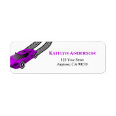 Paarse Raceauto | Aangepaste retouradresstickers v Etiket (Voorkant)