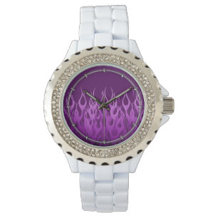 Paarse raceflames horloge